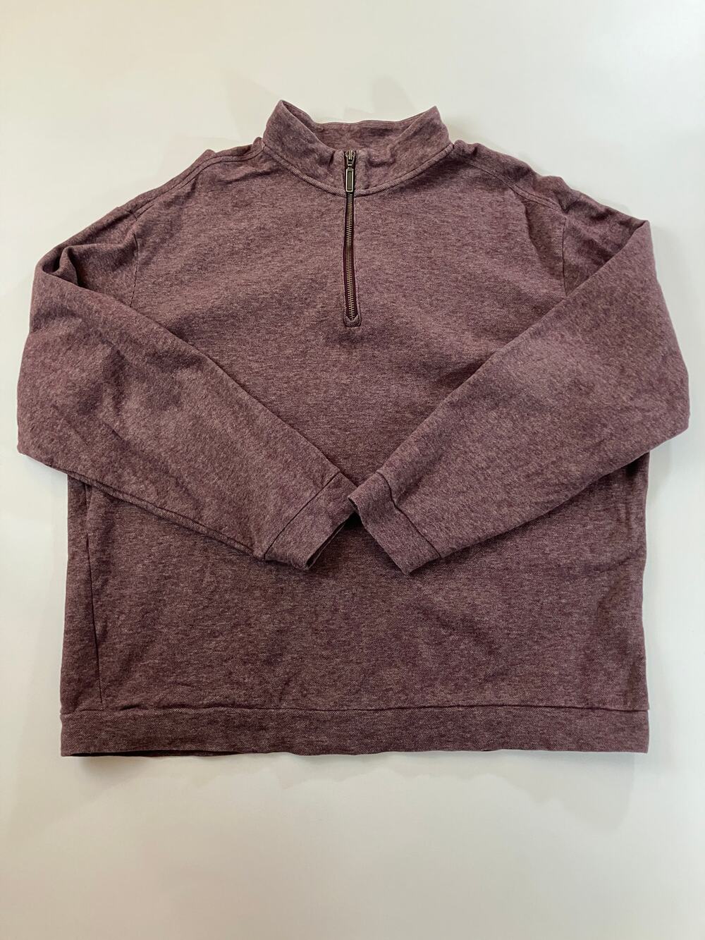 Roundtree & Yorke Mens XL Quarter Zip Pullover Burgundy Maroon Cotton Blend